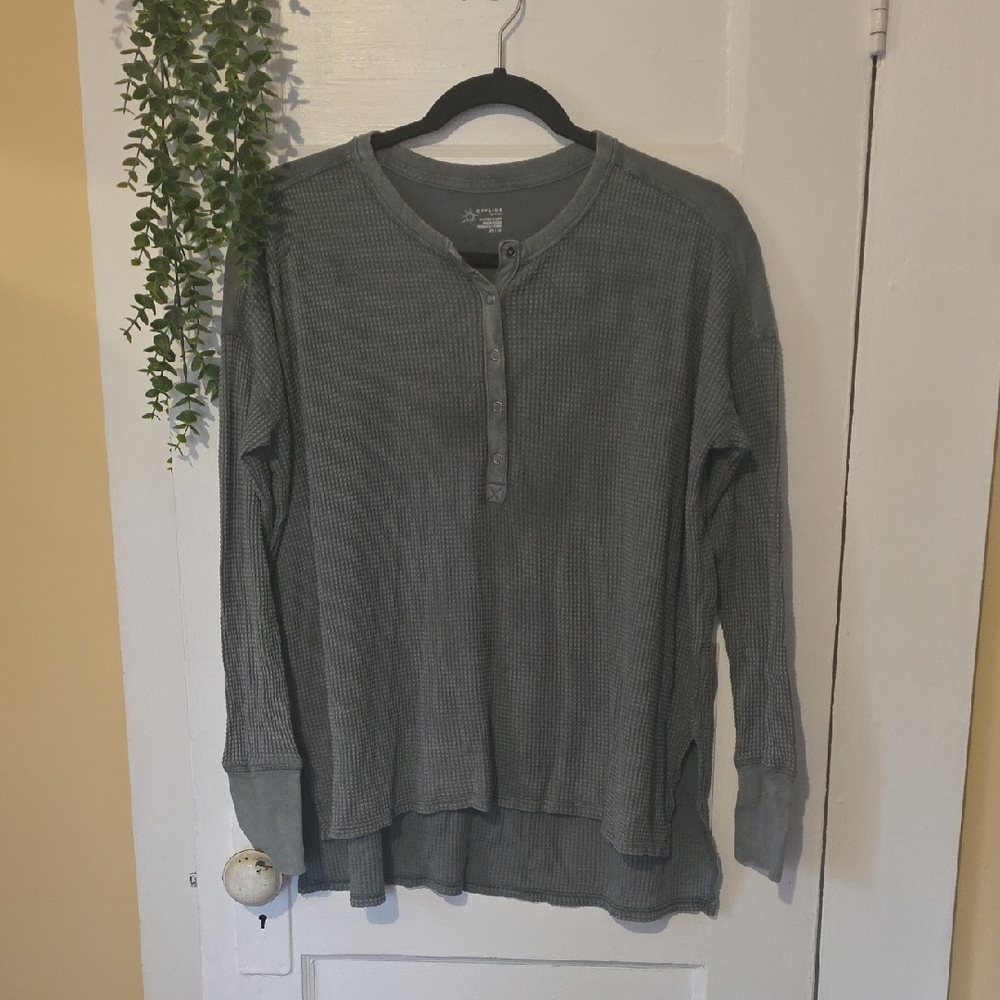 Aerie Charcoal Henley Sweater